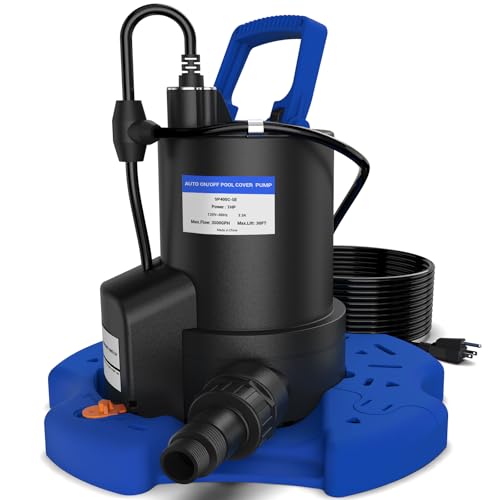 AgiiMan 1HP Automatic Pool Cover Pump, Submersible Sump Pump - color: Blue