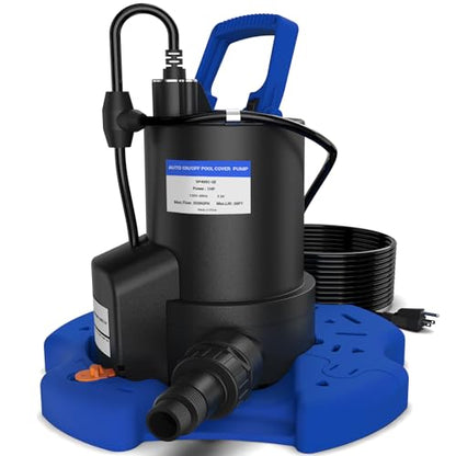 AgiiMan 1HP Automatic Pool Cover Pump, Submersible Sump Pump - color: Blue