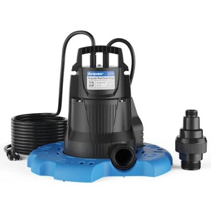 Acquaer 1/4 HP Automatic Pool Cover Pump, 2950 GPH, 115V, 25ft Cord - color: Black & Blue