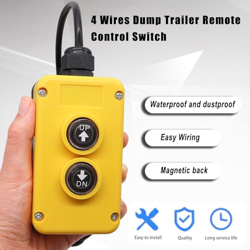 Taiss 4 Wire Dump Trailer Remote Control Switch 12V DC - Industrial Pushbutton Up Down Controller for Truck Lift Unloading Tipper F-G018-4W