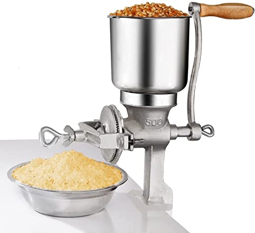 Chefcaptain Manual Cast Iron Grain Grinder, Corn Grinder, Food Mill Hand Crank For Wheat Grains Nuts Grinds 1 Lb Per Minute