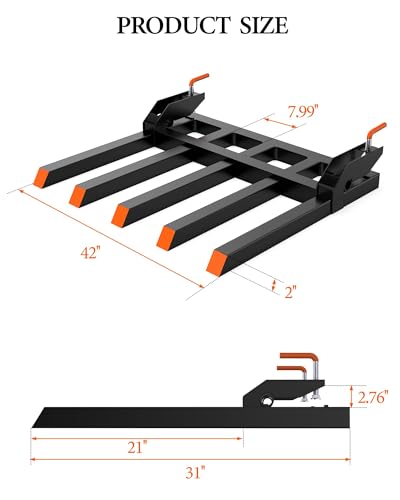 Heavy Duty 2500 LBS Capacity Clamp on Debris Forks Fit 48 in Bucket