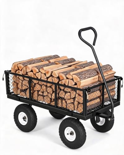 Heavy Duty Steel Garden Cart 400 LBS - color: Black