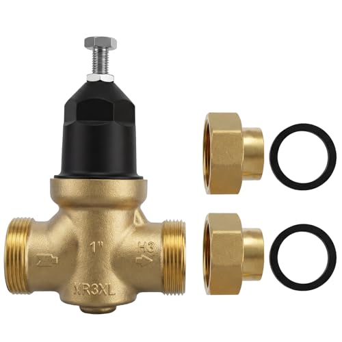 1" NR3XLDU Bronze Water Pressure Reducing Valve, 1-NR3XLDU with Double Union FNPT Connection, Has a Built-in Stainless Steel Filter Screen, No Lead Water Pressure Regulator for Home & Commercial Use