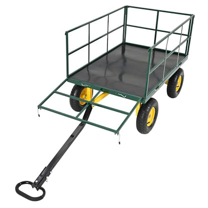 Jojoka 1500 lbs Heavy Duty Steel Mesh Garden Cart - 3-in-1 Collapsible Utility Wagon - Removable Sides - 13" All-Terrain Wheels - Adjustable Rotating Handle - for Lawn & Plant Transport - 13X4.00-6
