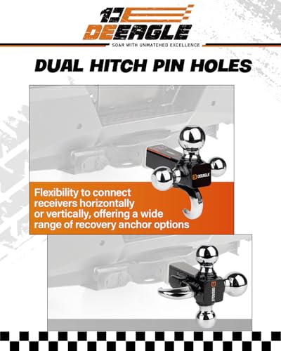 DEEAGLE 3 Ball Hitch with Hook, Fit 2” Hitch Receiver - style: Ball Hitch with Pin