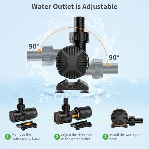 POPOSOAP 1600 GPH DC Pond Pump, Safe 24V Low Voltage Quiet Water Pump with AC/DC Converter, 4 Hose Adapters for Garden Ponds, Waterfall,Aquariums, Fountains, Water Features-P06000 - style: DC-1600GPH