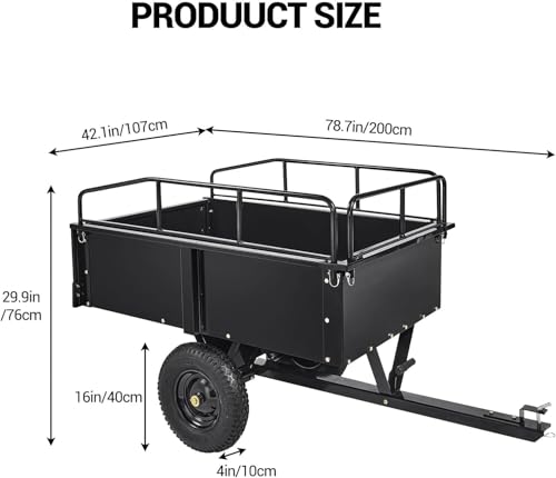 750LB Heavy Duty Dump Cart with Removable Gate, 15 Cu Ft Steel Garden Cart with Pneumatic Tires, Durable Yard Wagon for Lawn, Farm, Tractor, ATV Utility Trailer - color: Yellow