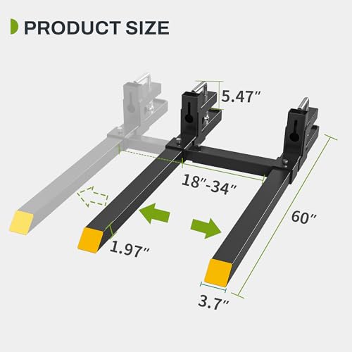 AUTOSAVER88 60" 4000lbs Clamp on Pallet Forks for Skid Steer Tractor Bucket