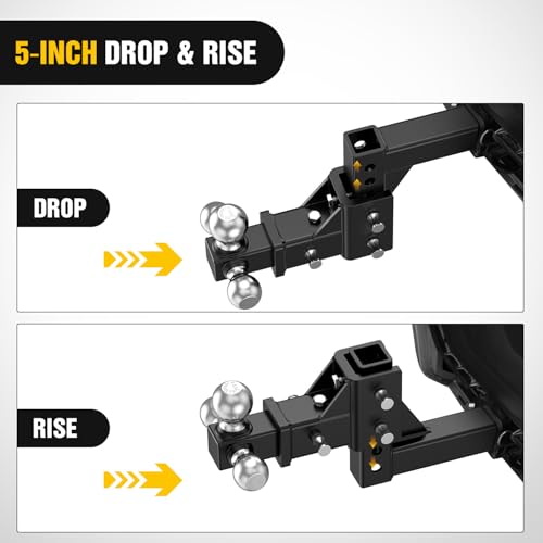 Nilight Trailer Hitch Tri-Ball Mount Fits 2'' Receiver - size: 1-7/8''Ball &2''Ball& 2-5/16''Ball
