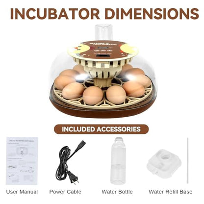 Series I-Automatic 12-Egg Incubator for Beginners, Auto Egg Turn, Steady Self-Regulating Humidity & Consistent Temperature Control for Hatching Chicken, Goose, Duck, Quail, Pigeon(12-Egg-Brown) - size: 12-Egg-Brown