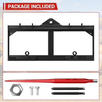 49" Skid Steer Hay Spear Attachment, 2000 Loading Capacity