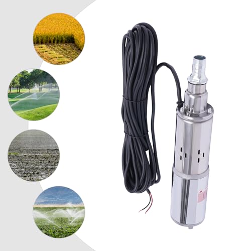 12 V Well Pump Deep Well Submersible Water Pump 180W Solar Pump Stainless Steel Deep Well Submersible Water Pump for Irrigation Home Industrial Livestock Drinking or Tank Filling (12V 180W) - color: 12v 180w