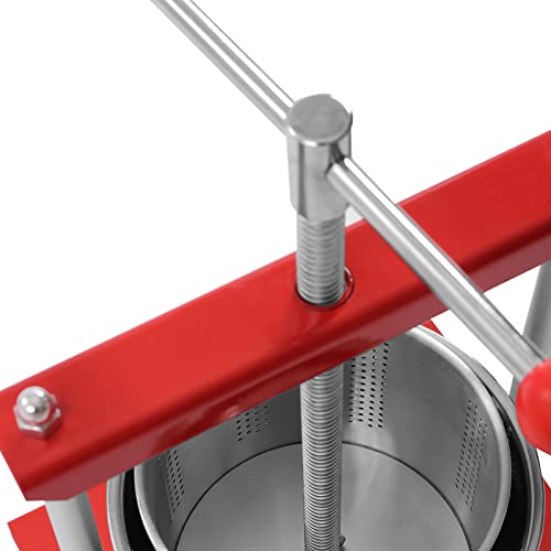 Fruit Wine Press Manual Fruit Pressing Juice Maker Stainless Steel Apple Grapes Cheese Honey Press Machine with T-Handle for Household Farms Food Factories, Dual Stainless Steel Barrels (6L) - size: 6L