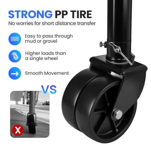 2-in-1 A-Frame Trailer Jack, 5000lbs Foot Plate & 2000lbs Dual-Wheel