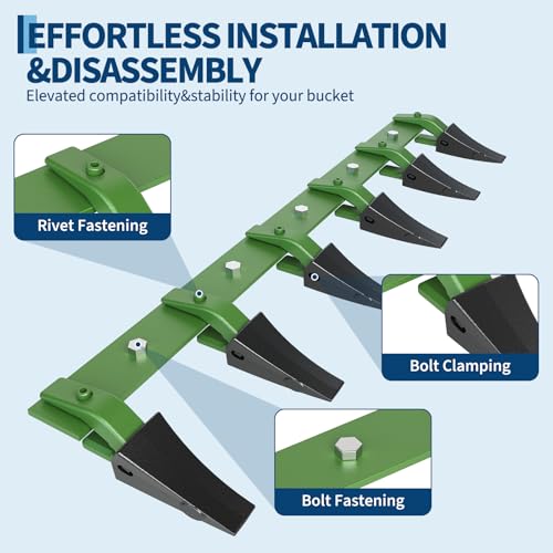 48" Heavy Duty Bucket Tooth Bar, 4560 LBS Bolt-On Loader Attachment - size: 48'' - Green