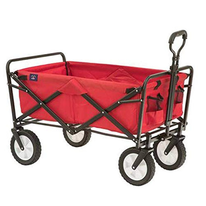 Mac Sports Heavy Duty Steel Frame Collapsible Folding 150 Pound Capacity Outdoor Camping Garden Utility Wagon Yard Cart, Red - color: Red