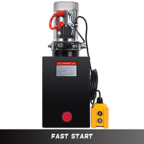 Ryan 8 Quart Hydraulic Power Unit, 12V DC Single Acting Hydraulic Power Unit, Iron Reservoir Hydraulic Pump for Lifting Dump Trailer