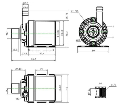 ZAOJIAO Brushless Centrifugal Submersible Water Pump 800L/H 210GPH 5M/16ft for Fountain Pool Solar Circulation System Water Circulation System (DC 12V) - size: DC 12V, 0.46 inch Outlet