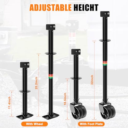 BOYISEN A-Frame Trailer Jack 2-in-1 5000lbs Foot Plate & 2000lbs Dual-Wheel