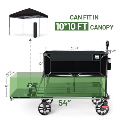 TIMBER RIDGE 400L Folding Double Decker Wagon with Brakes, 54" Extra Long - color: Black, size: Double Decker