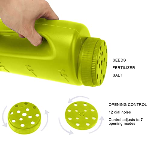 Handheld Fertilizer Spreader Hand Held Grass Seed Spreader Crop Spreading Salt Sowing Pot (Green) - color: Green
