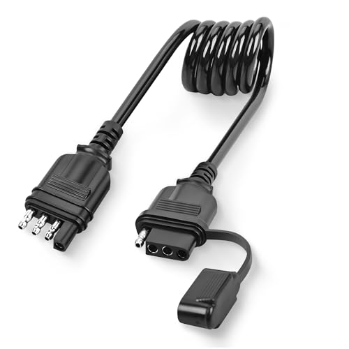 Nilight 4 Way Flat Trailer Coiled Extension Cable 3 Feet - color: 4 Way Coiled Jacket Cable 3 Feet