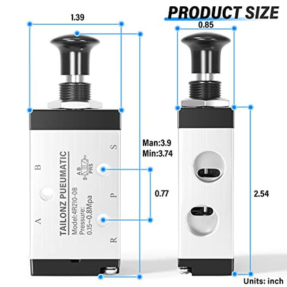 TAILONZ 1/4"NPT 5/2 4R210-08 Manual Valve - size: 1/4"NPT, style: 5 Way 2 Position Manual