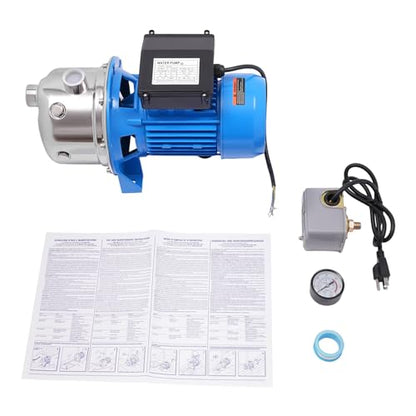 Shallow Well Pump, 110V Portable Electric Water Pump Stainless Steel Water Transfer Pump Garden Jet Pump Versatile Sprinkler Booster Pump for Gardening, Farms, Industrial Water (550W 0.75hp) - style: 550W 0.75hp