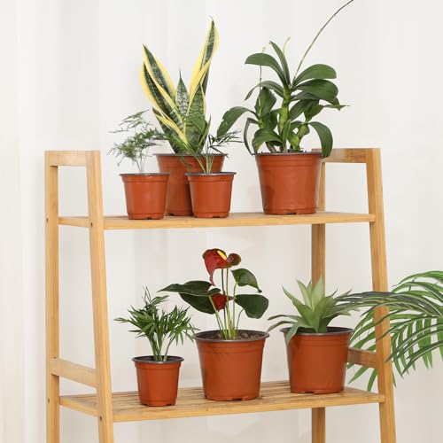 4 Inch 300 Pack Plastic Nursery Pots with Drainage Holes with 300pcs Labels - size: 4inch 300pcs
