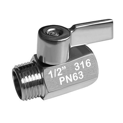 Beduan Mini Ball Valve Stainless Steel(316) 1/2" NPT Male x NPT Female Mini Ball Shutoff Valve (Pack of 1) - size: 1/2 NPT