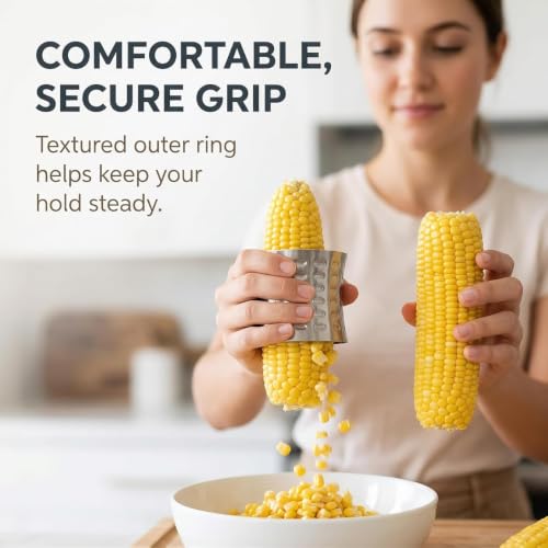 Silvercorn Premium Stainless Steel Corn Thresher Stripper & Peeler - Magic Corn On The Cob Removal Tool