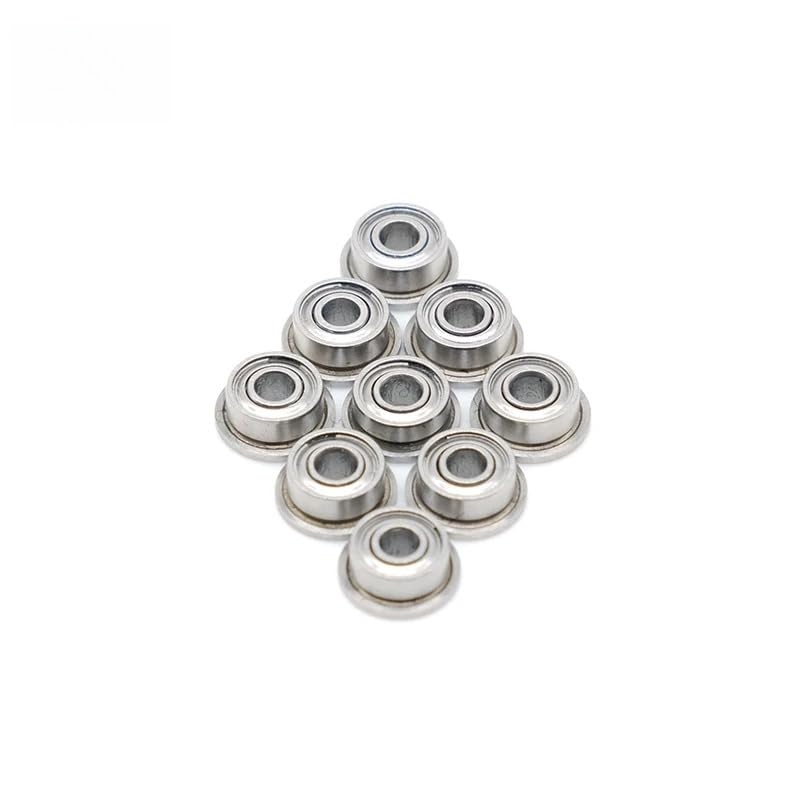 10Pcs FR144ZZ Flange Ball 1/8" x1/4" x7/64 Double Metal Double Shielded Bearings 3.175x6.35x2.779mm Inch Size Ball Bearings - size: FR144ZZ 3.175x6.35x2.779