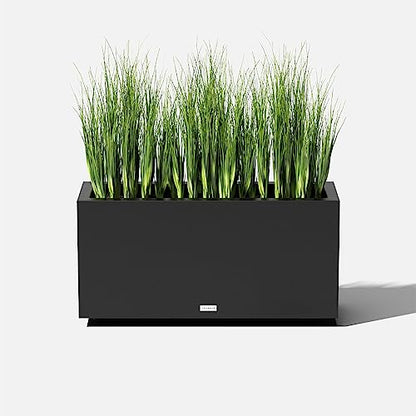 Veradek Block Series Long Box Planter - Rectangular Outdoor Planter - color: Black, size: Medium