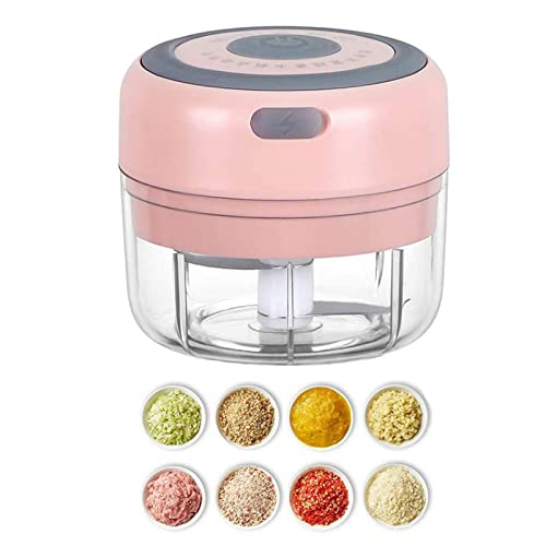 Electric Mini Garlic Mincer, 100ML USB Vegetable Onion Chopper - color: 100ML Pink