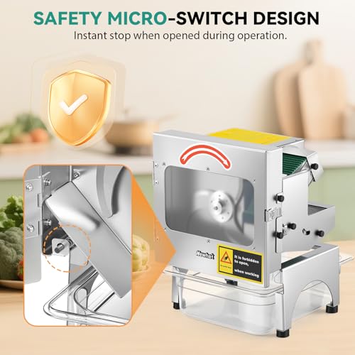 Newhai Commercial Veggie Slicer, with Conveyor Belt Cutter 200W 110V