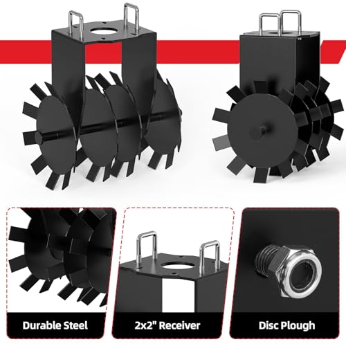 2 Pcs Tractor Disc Plow Harrow - ATV Disk Harrow Plow with Adjustable Depth,Anti-Corrosion,2x2 Receiver, Easy to Install, Black