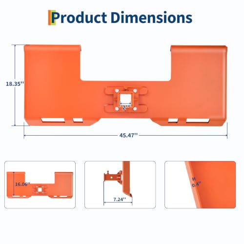 Garvee 3/8" Skid Steer Attachment Plate, 2" Removable Receiver, Orange - color: Orange