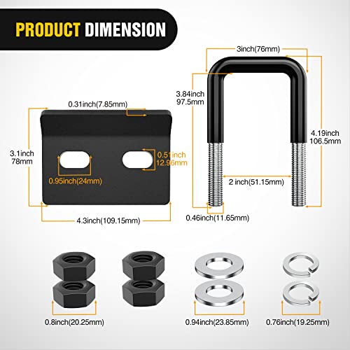 Nilight Trailer Hitch Extender 7" fits 2 Inch Receiver w/Hitch Tightener - color: 2" Hitch Extender 7" w/Stabilizer