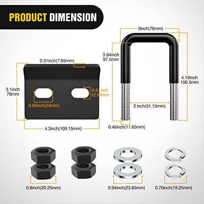 Nilight Trailer Hitch Extender 7" fits 2 Inch Receiver w/Hitch Tightener - color: 2" Hitch Extender 7" w/Stabilizer