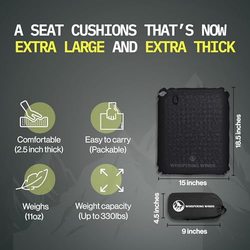 Whispering Winds Inflatable Seat Cushion - color: Black - 2pack, size: X-Large