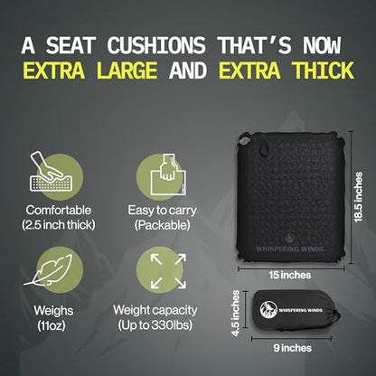 Whispering Winds Inflatable Seat Cushion - color: Black - 2pack, size: X-Large