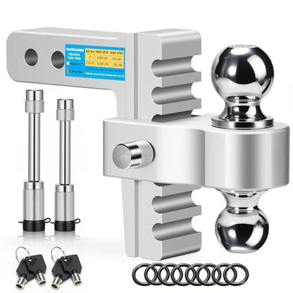 6 Inch Drop/Rise Aircraft-Grade Aluminum Trailer Hitch for 2" Receiver