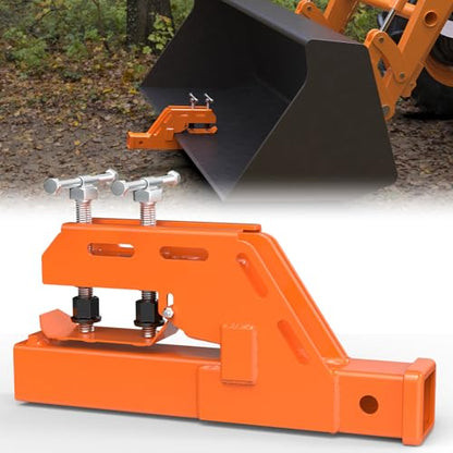 Tractor Clamp on Trailer Hitch, Tractor Bucket Hitch 2" Receiver Adapter - color: Orange