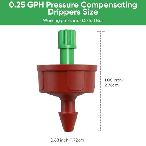 0.25 GPH Pressure Compensating Drip Emitters for 1/4" Tubing 60pcs - size: 60pcs 0.25 GPH