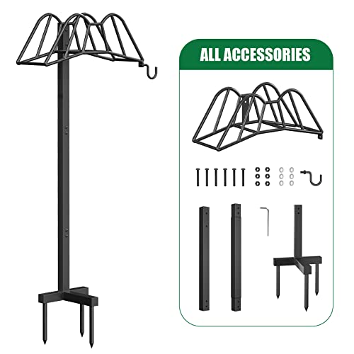 Wphold Garden Hose Holder Freestanding, Extra Thick Water Hose Stand, Heavy Duty Metal Garden Hose Storage,Garden Hose Reel, Water Hose Holders for Outside, Detachable Outdoor Hose Holder
