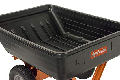 Agri-Fab 45-0533 650 lbs Tow Behind Poly Dump Cart, 10 CU. FT.; Lawn & Garden Cart/Trailer for Lawn Mowers, 16" Pneumatics Tires, Easy to Use Foot Pedal Dumping Lever - style: 650 lb. Poly Tow-Behind Dump Cart