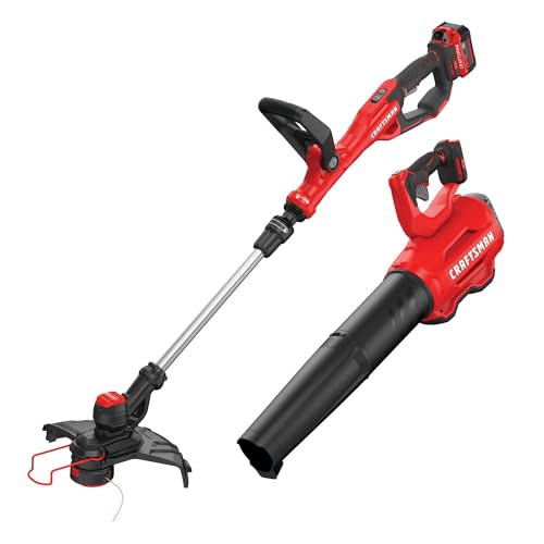 CRAFTSMAN V20 String Trimmer and Leaf Blower Combo Kit, Cordless (CMCK297M1) - style: 20V Extended Runtime Trimmer + Blower Kit