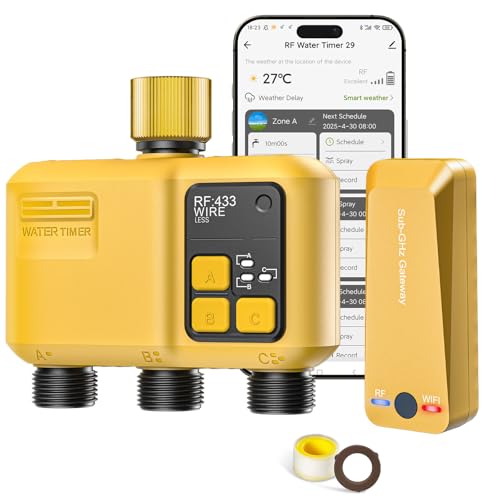 WiFi Water Timer 3 Outlet Garden, Brass Inlet - size: 3 Outlet In