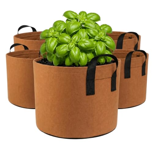 10 Gallon Grow Bags, Heavy Duty Fabric Pots with Handles for Vegetables - color: Brown, size: 10 gallon